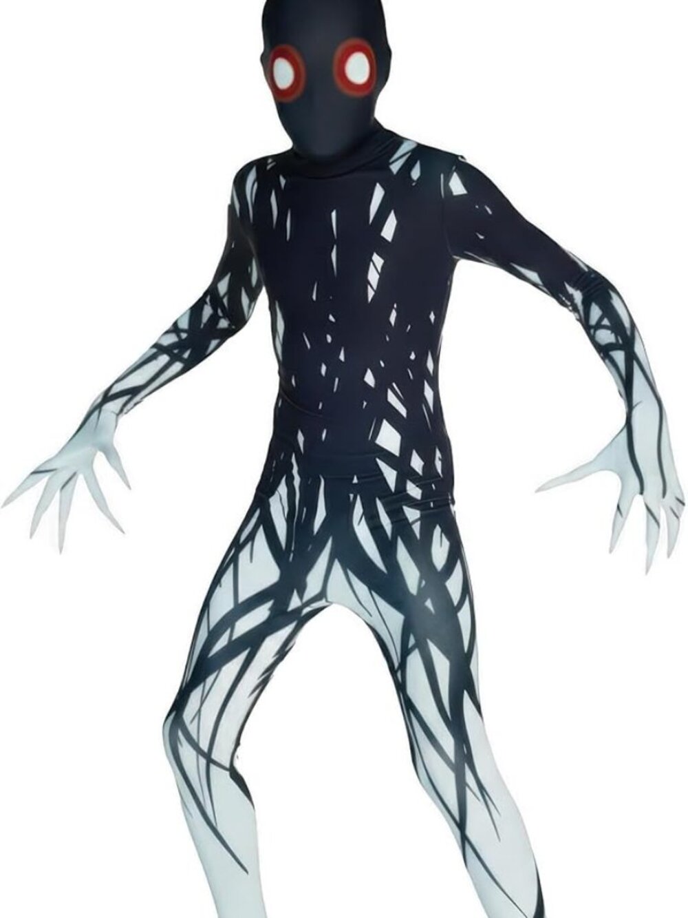 Morphsuit Scary Black White Halloween costume Body Suit Unisex Child M 7-9 years